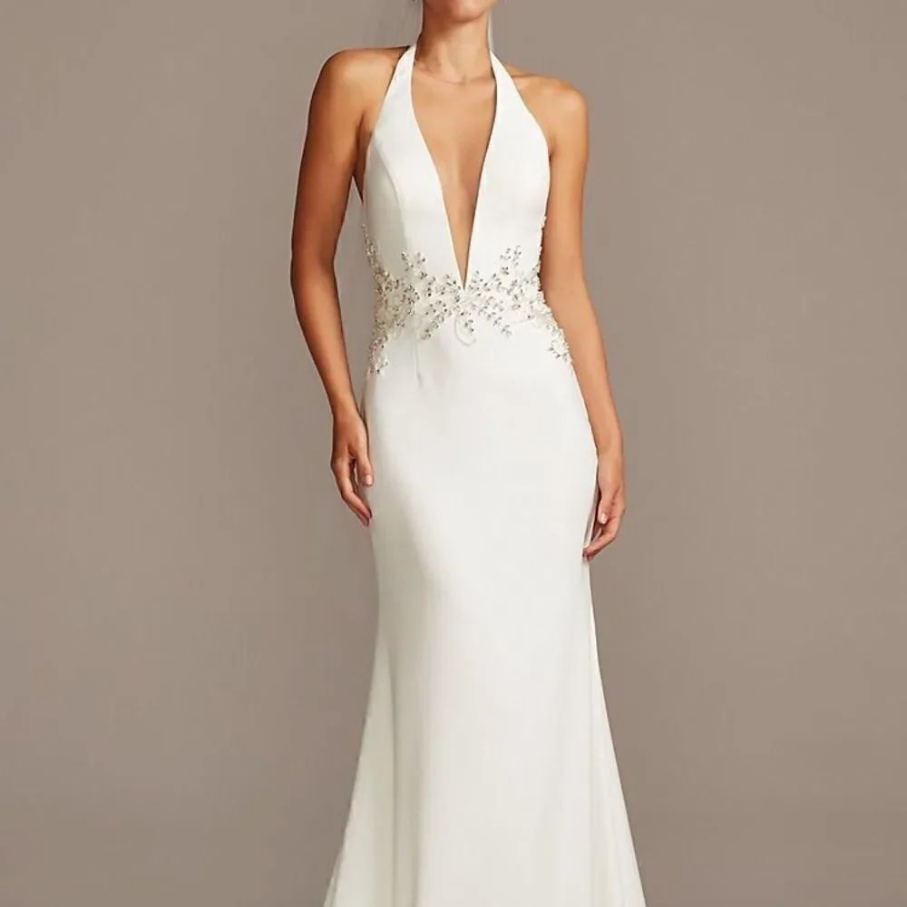 David’s Bridal embellished plunge wedding gown 2